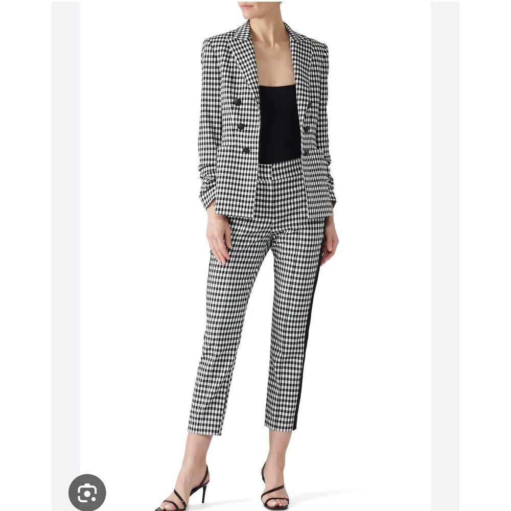 Veronica Beard Black and White Checkered Cropped Pants